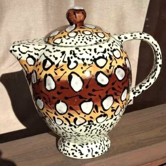FUN & Classic Leopard, Cheetah Animal Print patterned Ceramic Art Teapot - Picture 1 of 9